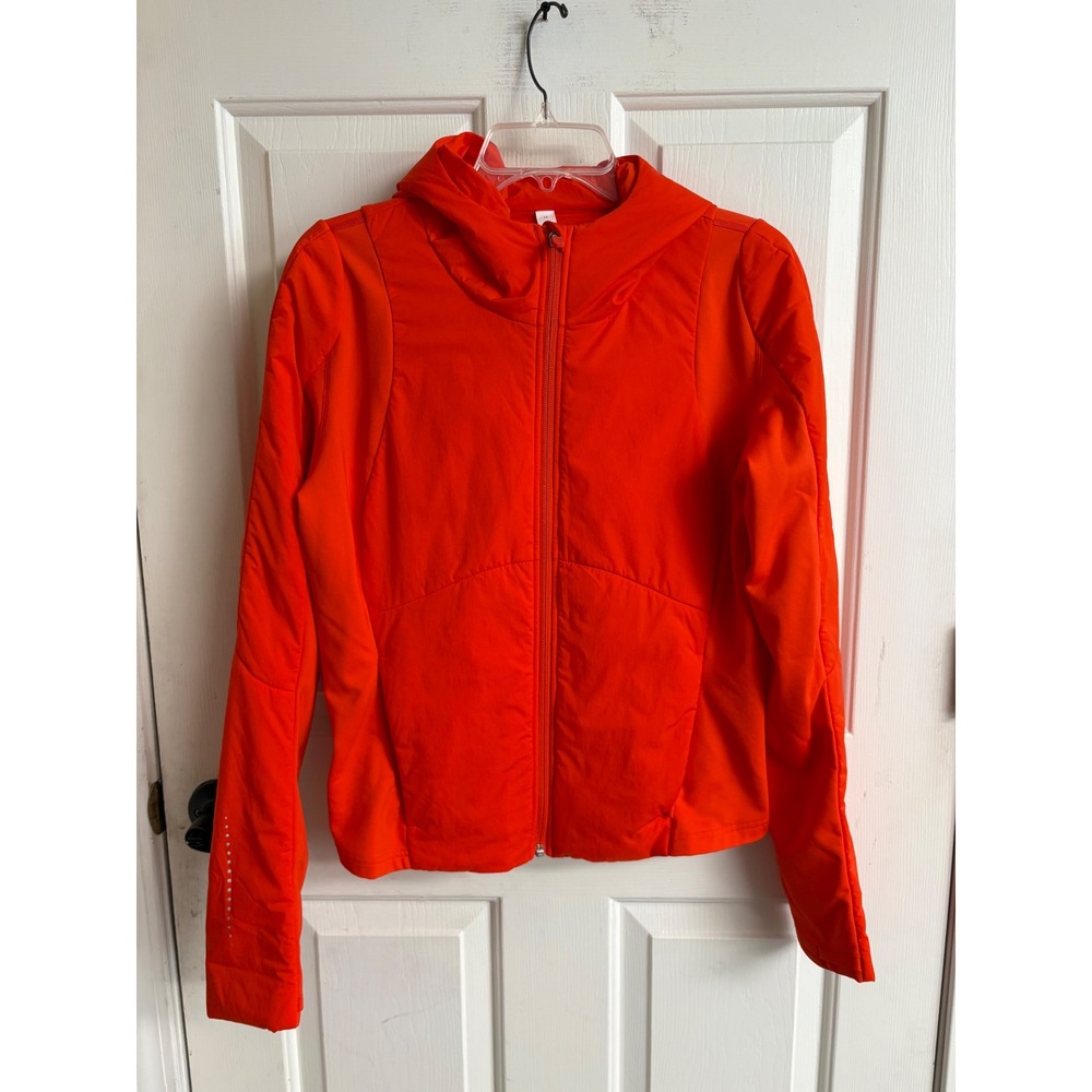 Lululemon Push Your Pace Jacket Solar Orange Size 12 Athleisure Thumb Holes - Picture 3 of 16